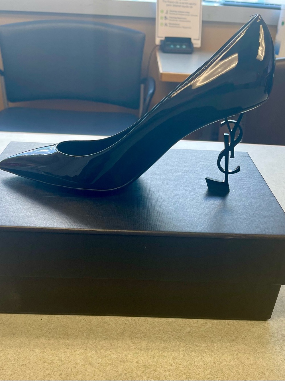 YSL Opyum Black Patent Leather Pointed-Toe Pumps {BRAND NEW, SIZE 12, 85MM}